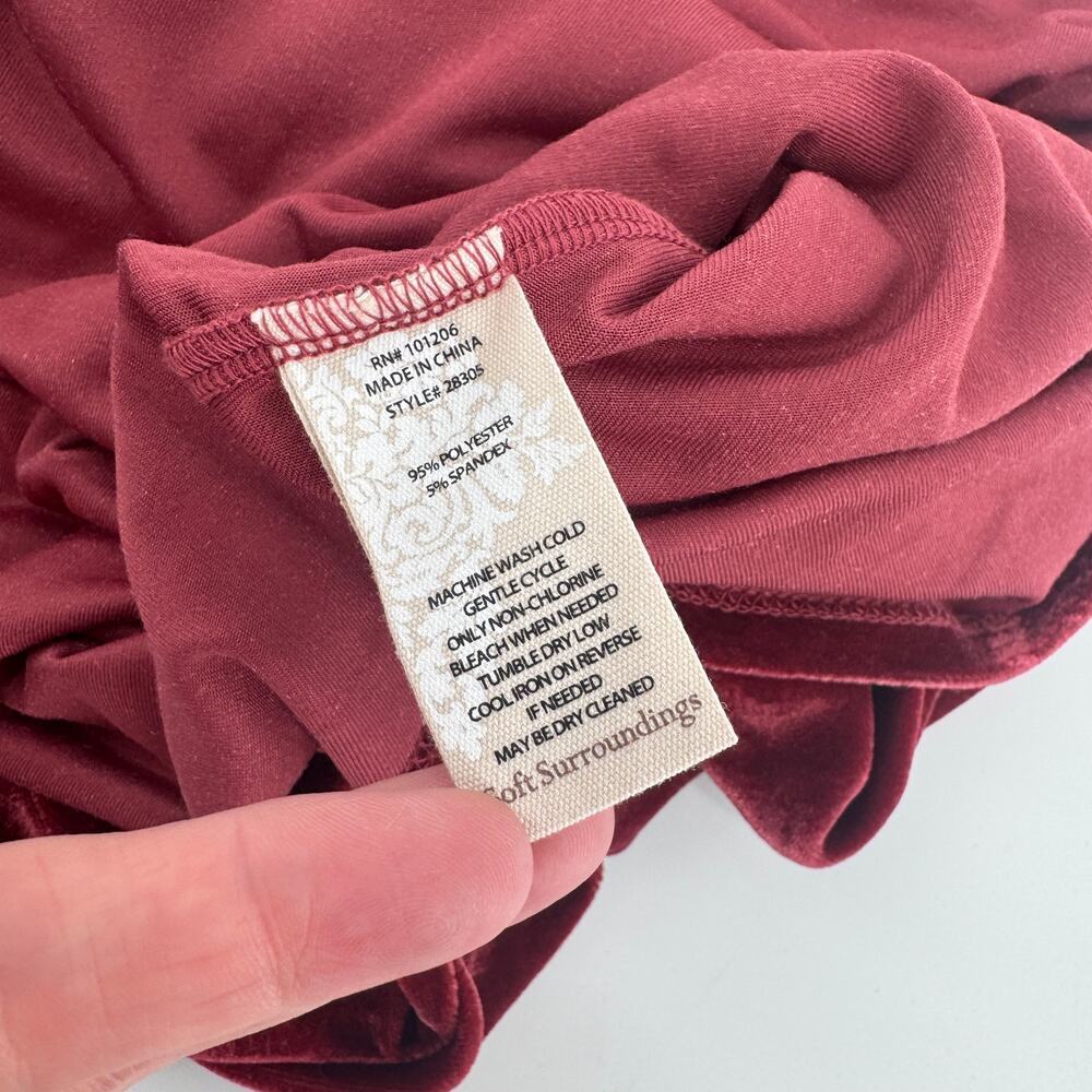 Soft Surroundings Velvet Turtleneck Tunic Blouse - Womens Size Medium - Burgundy - Picture 7 of 8